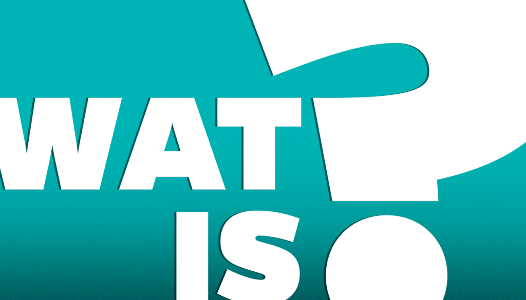 Une bannière graphique avec un fond bleu-vert et le grand texte blanc 'WAT IS' (Qu'est-ce que c'est), accompagné d'un grand point d'interrogation blanc.