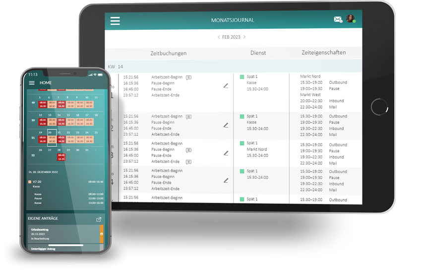 myplano Software mit Monatsjournal auf iPad und Smartphone
