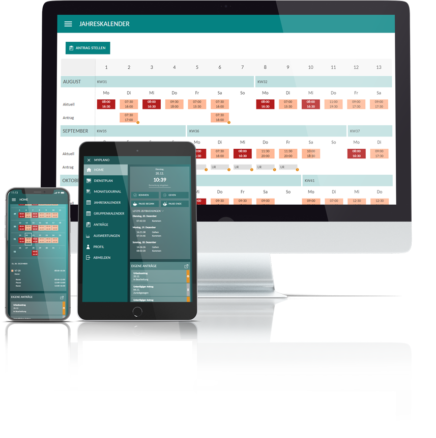 myplano ESS Employee Self Service auf verschiedenen Endgeräten