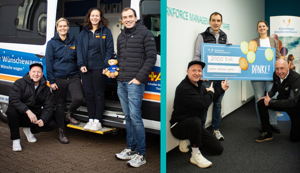 plano Spenden zu Weihnachten mit Geschäftsführer Dr. Felix Weiß und dem Wünschewagen und Kinderhospiz Mitteldeutschland