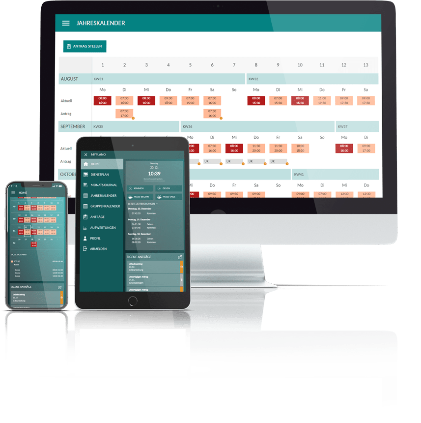 myplano ESS Employee Self Service auf verschiedenen Endgeräten