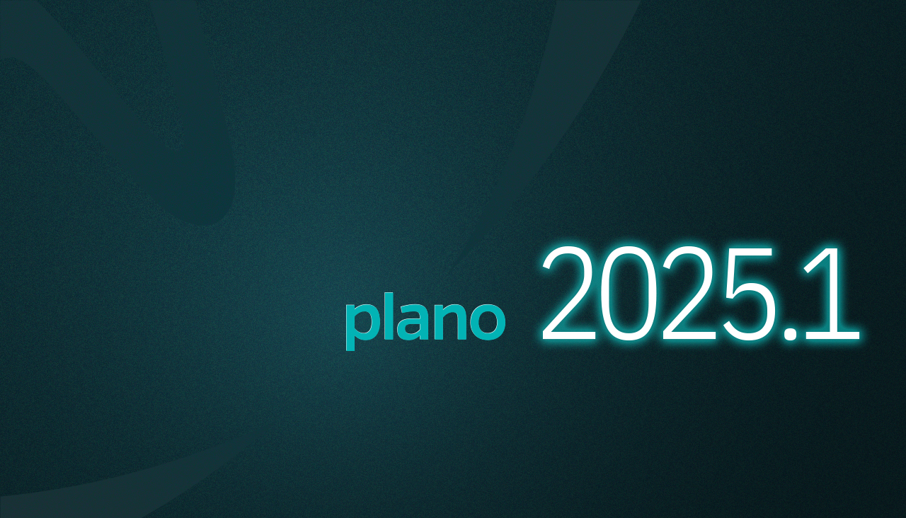 Header image for the Release Notes 2025.1 of plano
