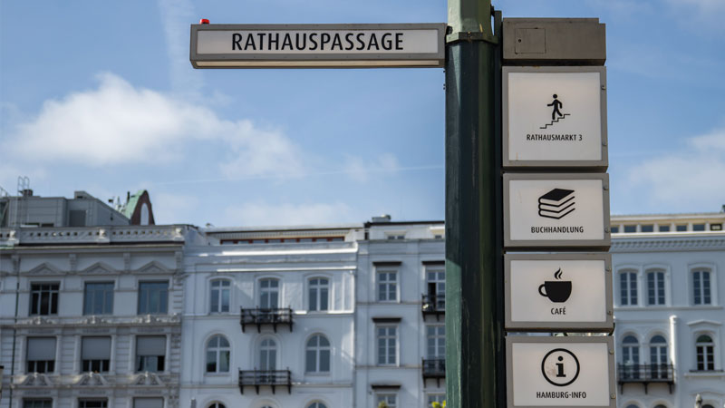 Sign with Rathauspassage on it