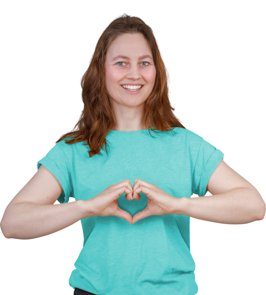 woman shows heart with her hands